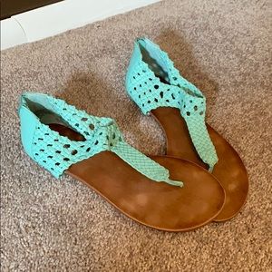 Nine West teal blue sandals! Only worn a few times